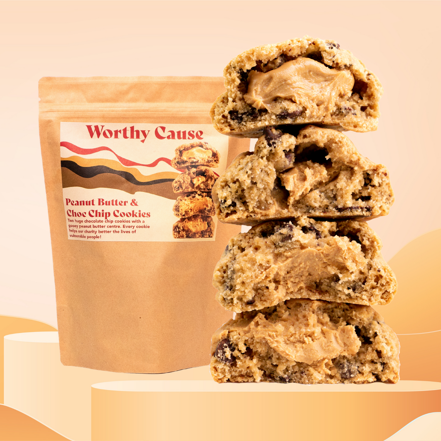 Peanut Butter Choc Chip Cookies 125g 2-Pack