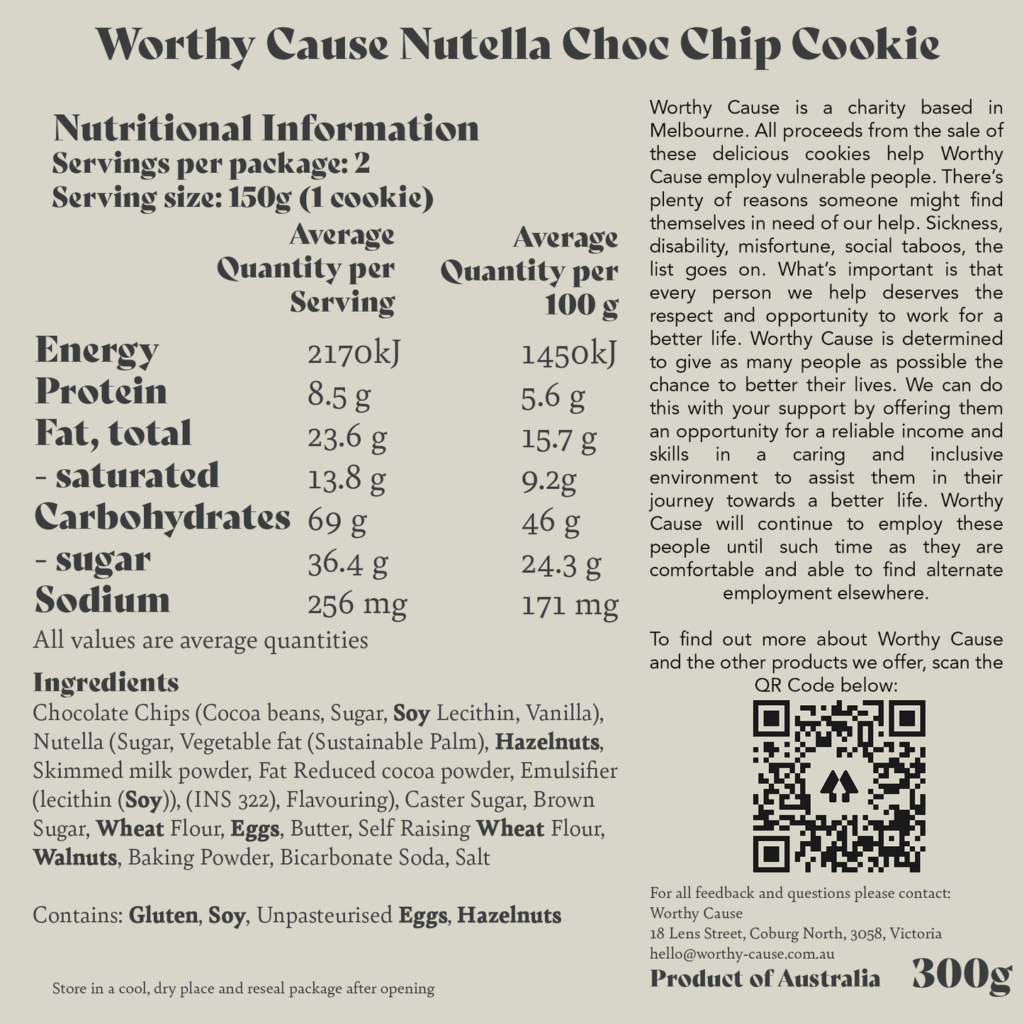 Nutella Choc Chip Cookies 125g 2-Pack